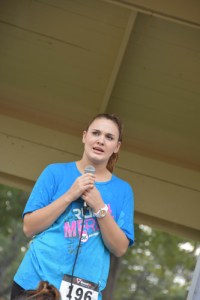 Mercy graduate, Holly, sharing her story at Run for Mercy 2015